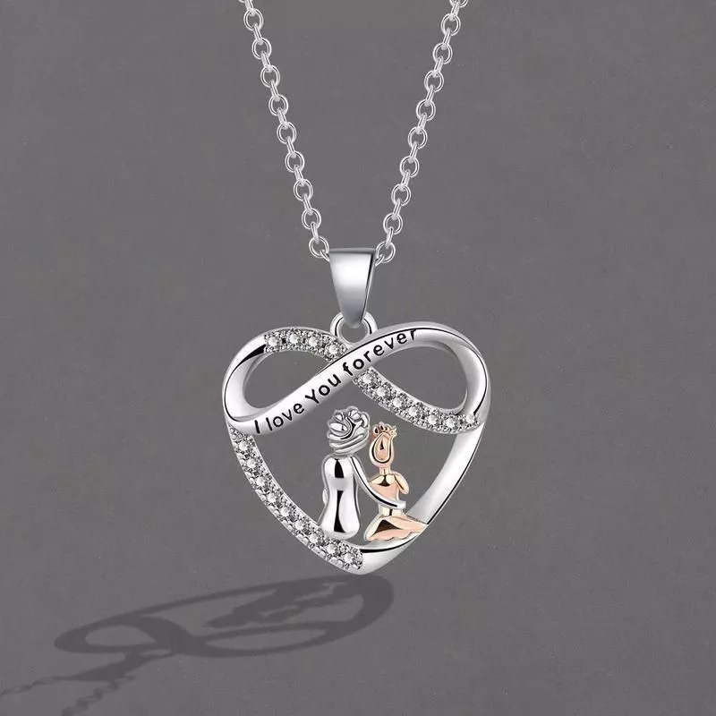 Dainty Endless Love Mother and Daughter Necklace for Women Exquisite Love Heart Shaped Pendant Clavicle Chain Mother's Day Gift Dainty Endless Love Mother and Daughter Necklace for Women Exquisite Love Heart Shaped Pendant Clavicle Chain Mother's Day Gift
